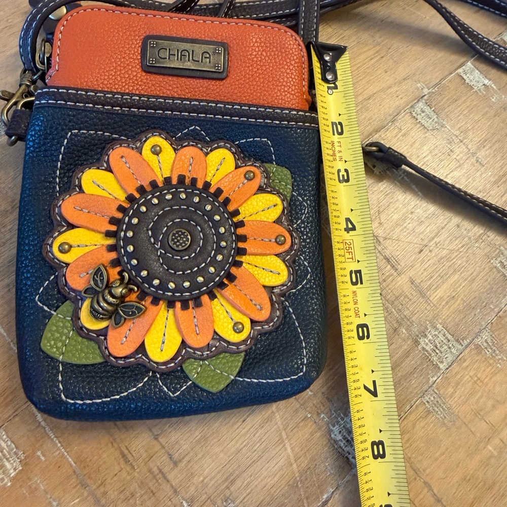Chala Black, Orange & Yellow Sunflower Crossbody Bag - Picture 7 of 8